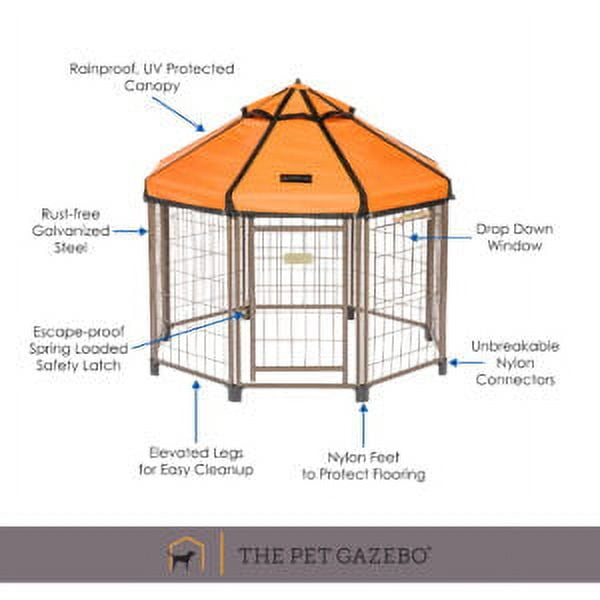 Pet Gazebo Indoor Outdoor Dog Kennel Play Pen with Waterproof Polyester Cover, Desert Sunset, 4-ft