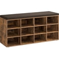 thumbnail image 3 of Shoe Bench with Cushion  Storage Bench with Padded Seat  Entryway Bench with Compartments  for Bedroom  Ebony  and Slate, 3 of 6