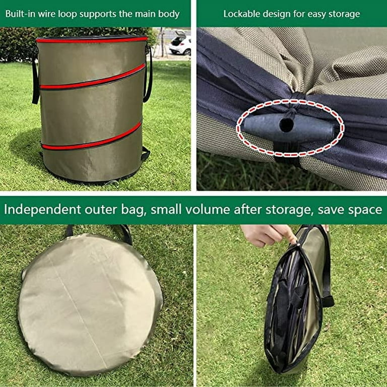 Jardineer Pop-Up Outdoor Trash Can, Portable 47 Gallon Release Buckle Home Collapsible Container Leaf Trash Can Camping Trash Bag