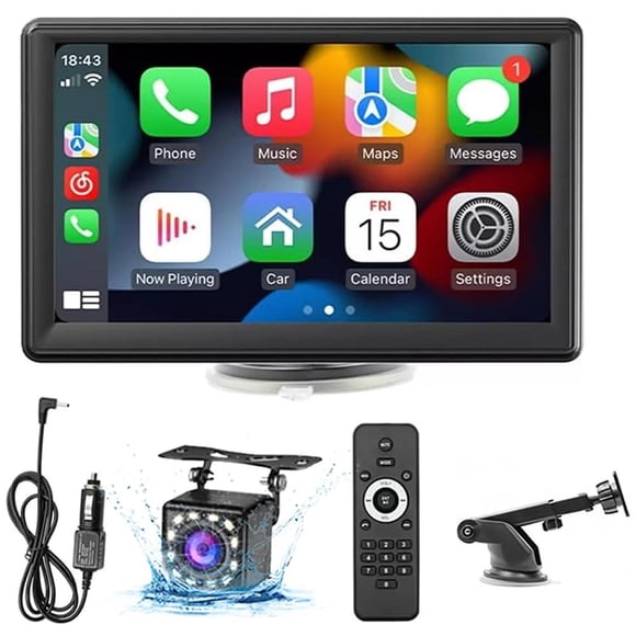 Pantalla Estéreo para Coche FINYQBET IPS HD 7 Pulgadas Táctil con Apple Carplay, Android Auto y Cáma