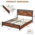 thumbnail image 2 of Full Size Bed Frame with 4 Drawers, Headboard Storage, LED Lights, USB Charging Station, Brown, 2 of 7