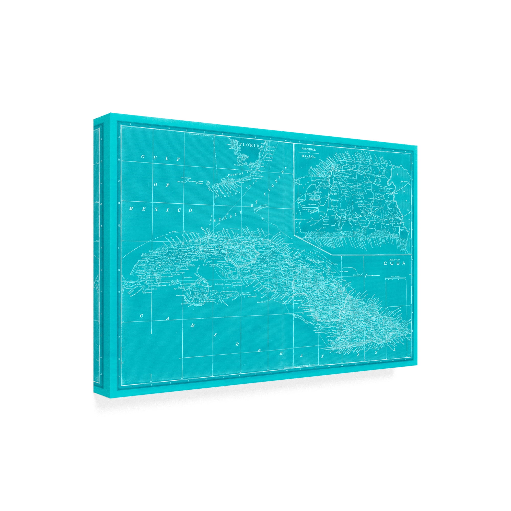 Trademark Fine Art 'Map of Cuba in Aqua' Canvas Art by Vision Studio