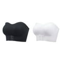 thumbnail image 2 of Strapless Bras for Women Plus Size M-6X 2 Pack No Underwire Bandeau Non-Slip Push Up Underwear Comfort Front Buckle Multipack Bralettes, 2 of 8