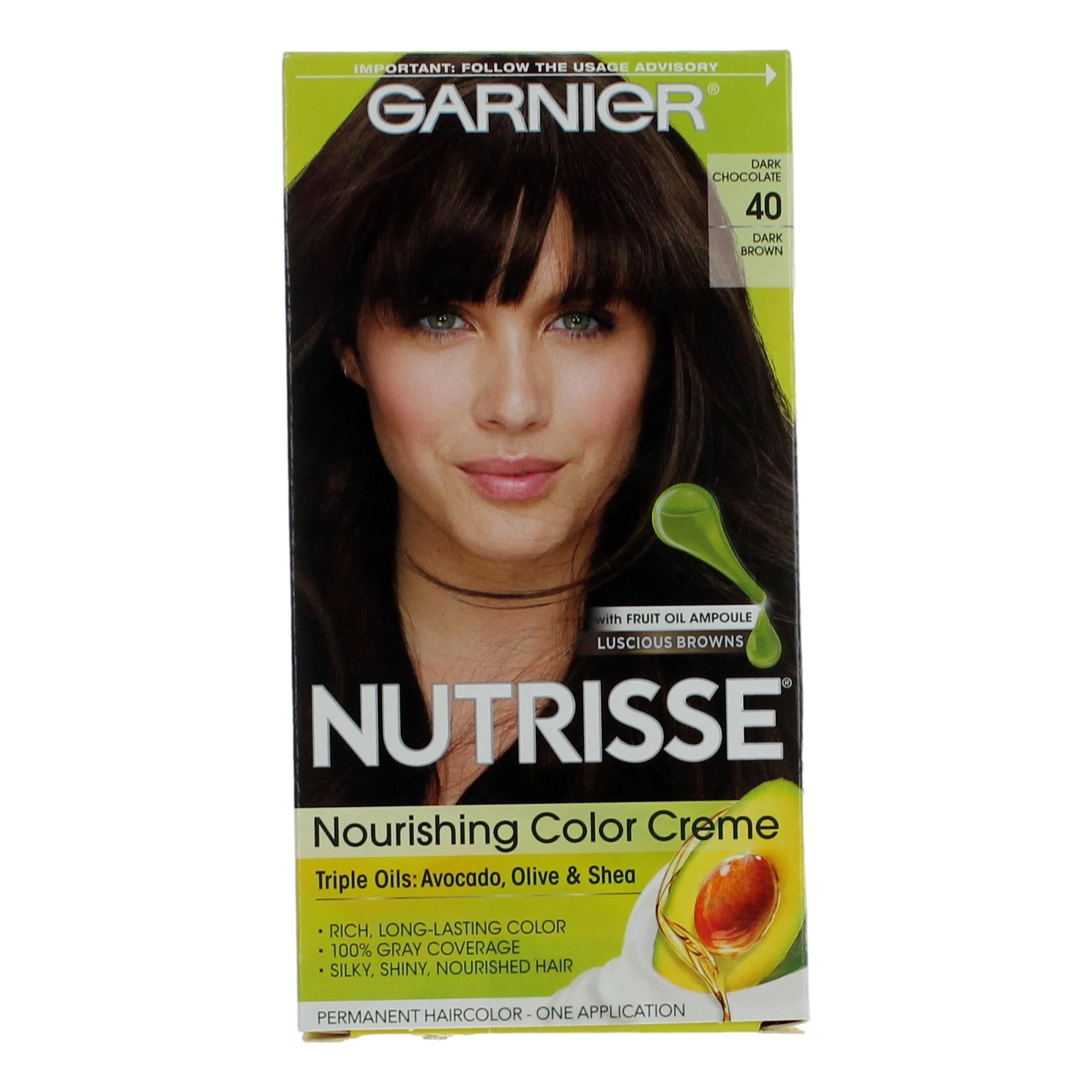 Garnier Nutrisse Nourishing Hair Color Creme, 040 Dark Brown Dark Chocolate