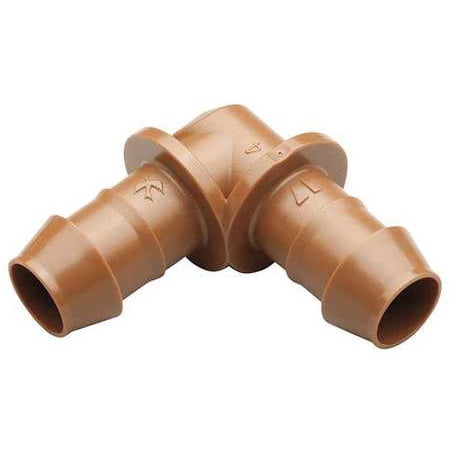 Rigid Plastic Tubing - RAIN BIRD BE50-4PK Elbow, 1/2 In. Tubing, Brown, Plastic, PK4