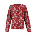 thumbnail image 4 of WTOBBY Women's Christmas Themed Print Cardigan, Christmas Knit Sweater for Fall and Winter, Long Sleeve Pullover with Cute and Fun Patterns,Red XL, 4 of 6