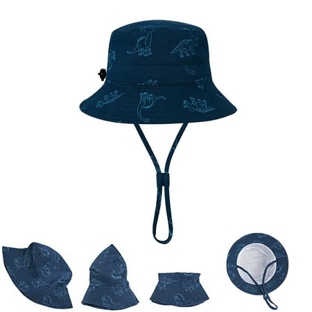 

Baby Bucket Hat Cute Cartoon Dinosaur Print Fisherman Caps Navy blue-L(12-24months)