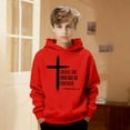 thumbnail image 2 of Byoo Toddler Boys Basic Hoodie Bible Verse Print Long Sleeve Pullover Hoodie Comfortable Soft Casual Tops, Red, 2 of 5