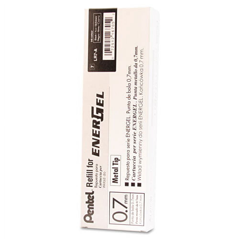 Refill For Pentel Energel Retractable Liquid Gel Pens, Medium Conical Tip, Black Ink | Bundle of 10 Each