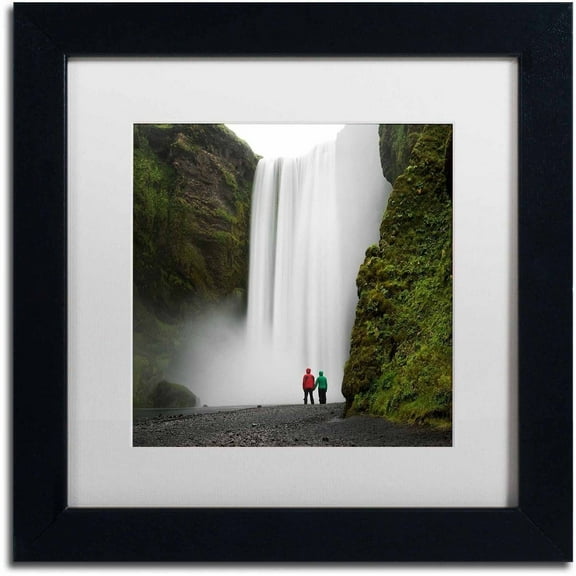 Trademark Fine Art 'Skogafoss for Two' Canvas Art by Philippe Sainte-Laudy, White Matte, Black Frame