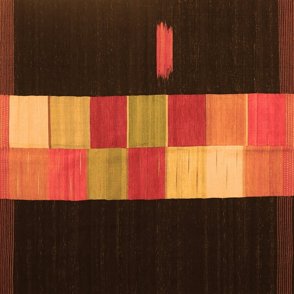 Ahgly Company Indoor Square Abstract Orange Contemporary Area Rugs, 6' Square