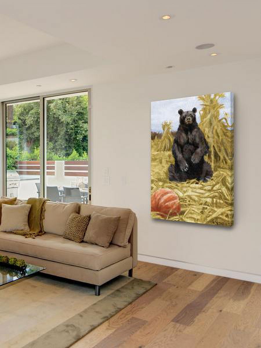 "Bear in Hay" Painting Print on Wrapped Canvas