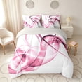 thumbnail image 3 of Manfei Abstract Artwork Twin Bedding, Gradient Bedding Comforter Set, Pink, Gray Reversible 7pcs, 3 of 6