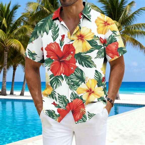 Goodtrade8 Mens Short Sleeve Shirts Button up Summer Work Shirts Pockets Gift for Men Camisas de Hombre Hawaiian Tops Collared Casual T-Shirts for Men Graphics