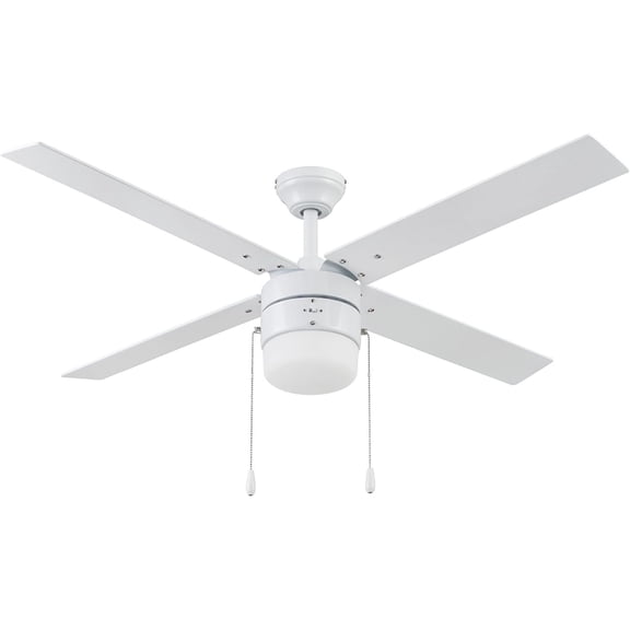 Prominence Home Chism 52" White Coastal E26 Dual Indoor Lighted Ceiling Fan with Pull Chains