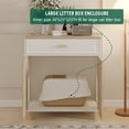 thumbnail image 3 of Faceket Cat Litter Box Enclosure Furniture, 31.6" x 21.5" x 34.5"h, Hidden Indoor 2-in-1 Wooden Cabinet with Scratching Board Doors and Drawer, White, 3 of 8