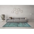 thumbnail image 3 of Ahgly Company Indoor Square Oriental Turquoise Blue Traditional Area Rugs, 3' Square, 3 of 4