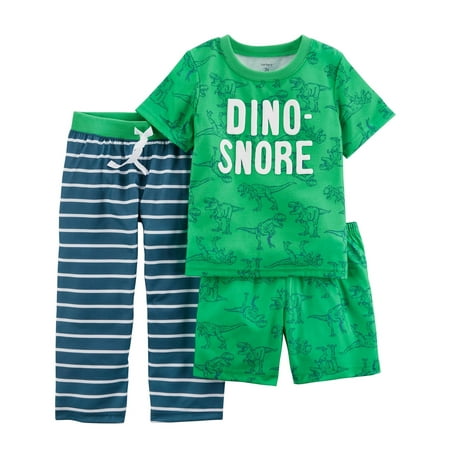 Carter's Baby Boys' 3-Piece Poly PJs, Dino Snore, 12 Months