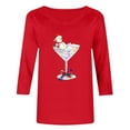 thumbnail image 3 of Haivin Womens Plus Size Tops Merry Christmas Shirts for Women 3/4 Sleeve Funny Print Tops Holiday Party Tee Crew Neck Casual Cotton T-Shirts Xmas Gifts, 3 of 4