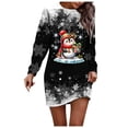 thumbnail image 1 of Wyzesi Robes Maxi pour Femmes Invitées de Mariage Robe Chandail Imprimée de Noël pour Femmes Col Rond Manches Longues Ample Sans Capuche Robe Décontractée Robes Roses pour Femmes, 1 of 5