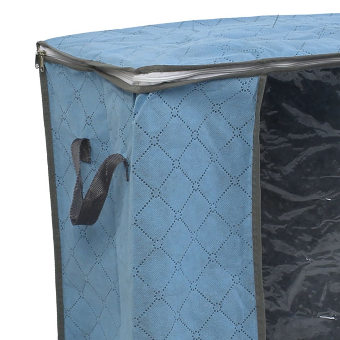 Unique Bargains Non Woven Fabric Family Quilt Clothes Dustproof Zippered Storage Bag Blue