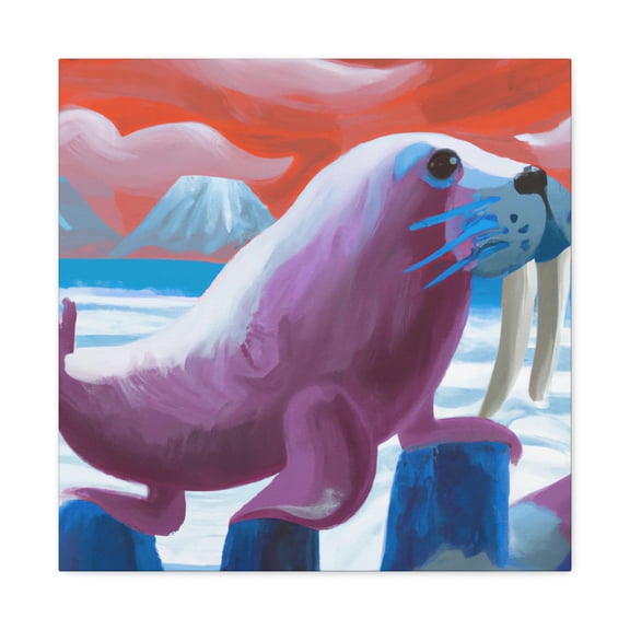 Walrus in Moonlight Scene - Canvas