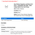thumbnail image 2 of Rear Window Regulator and Motor Kit 2 Piece - Compatible with 2000 - 2004 Dodge Dakota Crew Cab Pickup 2001 2002 2003, 2 of 2