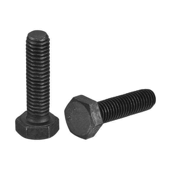 2Pack M8-1.25 x 30mm Left Hand Hex Head Bolt, Black Oxide Carbon Steel Reverse Fully Threaded  Fastener Screws Bolts for Machinery, Automobiles and Construction