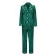 thumbnail image 4 of WTXUE Satin Family Matching Christmas Pajamas Set Soft Button Loungewear 2 Piece Sleepwear Home Wear Set Comfortable Nightwear Set for Couples or Family Green M, 4 of 7
