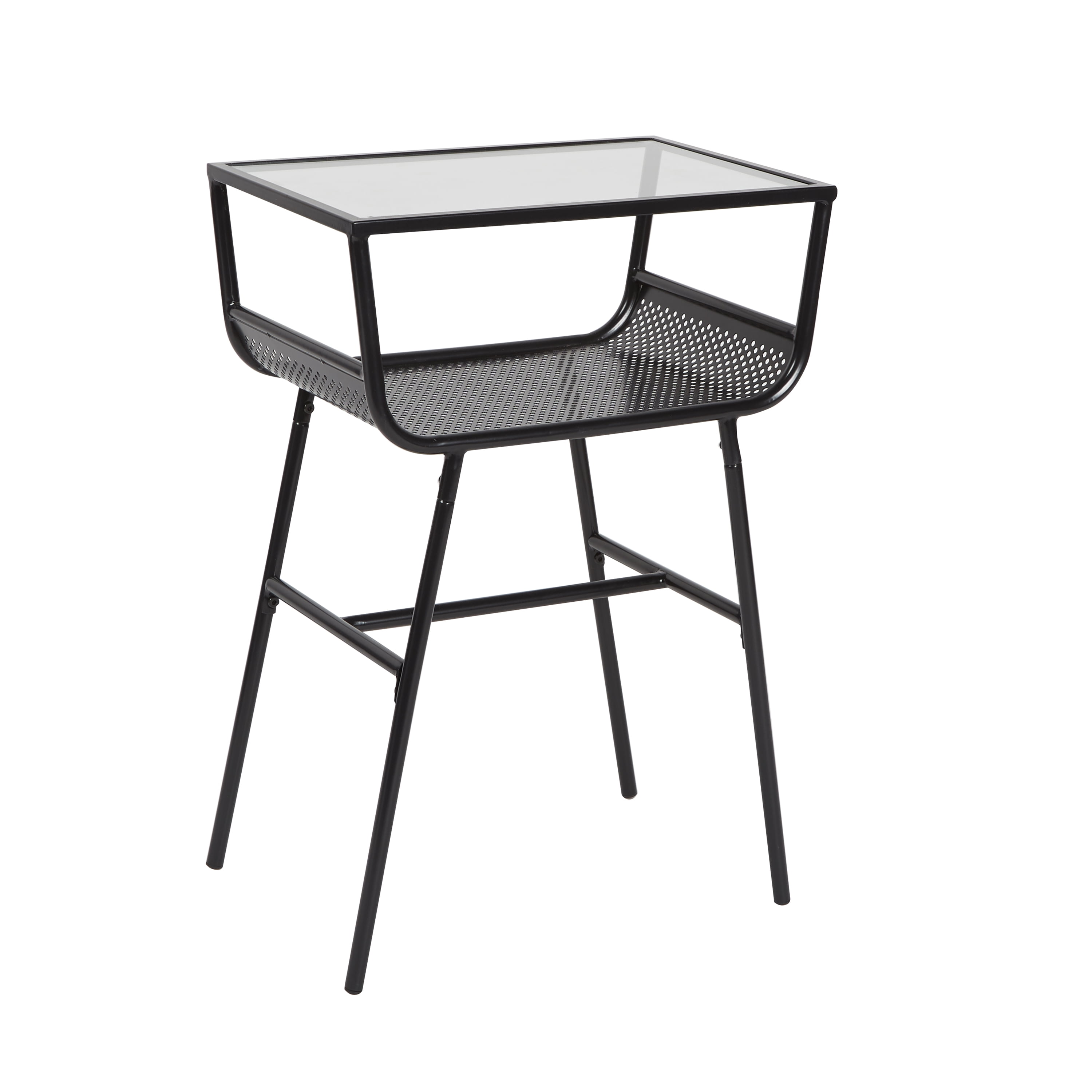 Mainstays Metal & Glass Open Shelf Nightstand, Black
