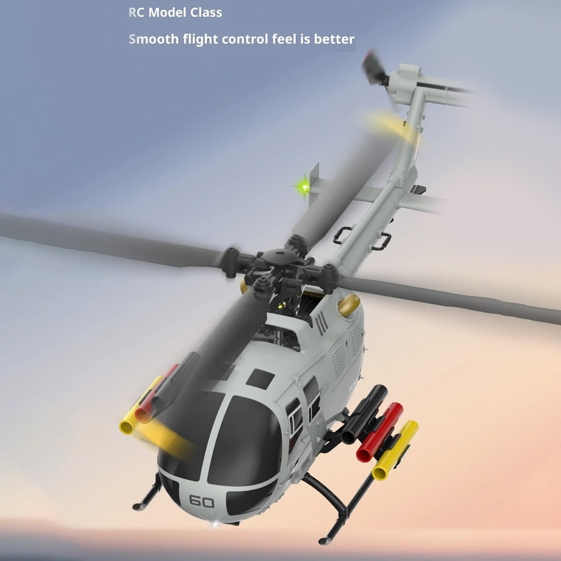 RC-ERA C186S BO105 RC Helicopter 6CH Brushless 2.4GHz Remote Control Aircraft with Optical Flow Positioning, Altitude Hold, 6 Axis Gyro, One Key Takeoff Landing for Adults - 1 Battery