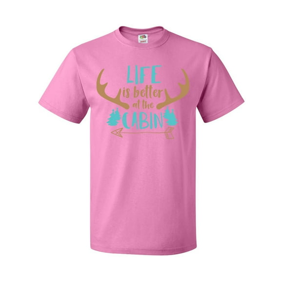 Inktastic Life Is Better At The Cabin, Deer Antlers, Camping T-Shirt