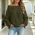 thumbnail image 4 of Karymi Plus Size Tops for Women Solid Off the Shoulder Hoodie, Oversized Long Sleeve Loose Pullover Sweatshirt with Front Kangaroo Pocket for Autumn Winter, 4 of 9