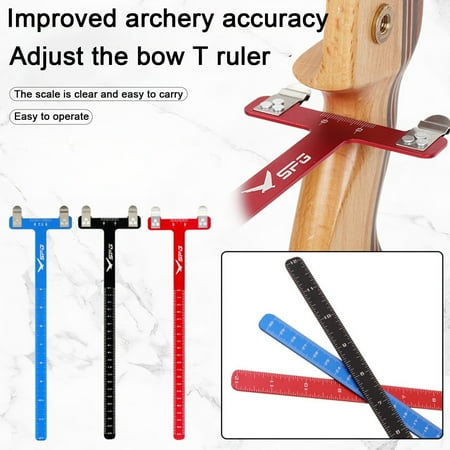 Ettsollp Bow Adjustment Ruler T-Shaped Bow Square Precision Ruler Bow Adjustment Measurement Stainless Steel Measurement Tool Archery Accessories