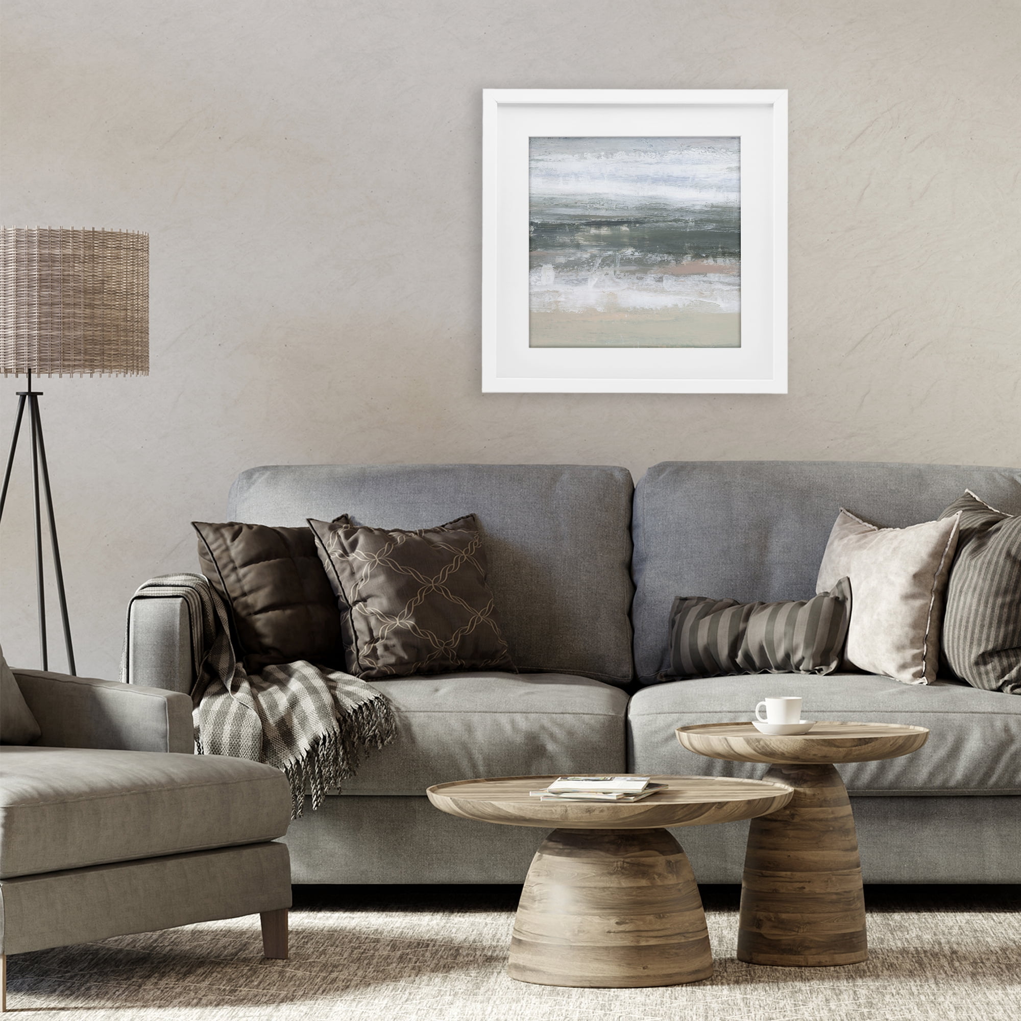 Stupell Industries Subdued Pastel Tides White Framed Print Under Glass, design by Ethan Harper