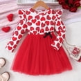 thumbnail image 2 of vigerkar Toddler Kids Girl Heart Print Tutu Skirts Baby Tulle Mini Dresses Ruffle Princess Dress (Red, 4-5 Years), 2 of 9
