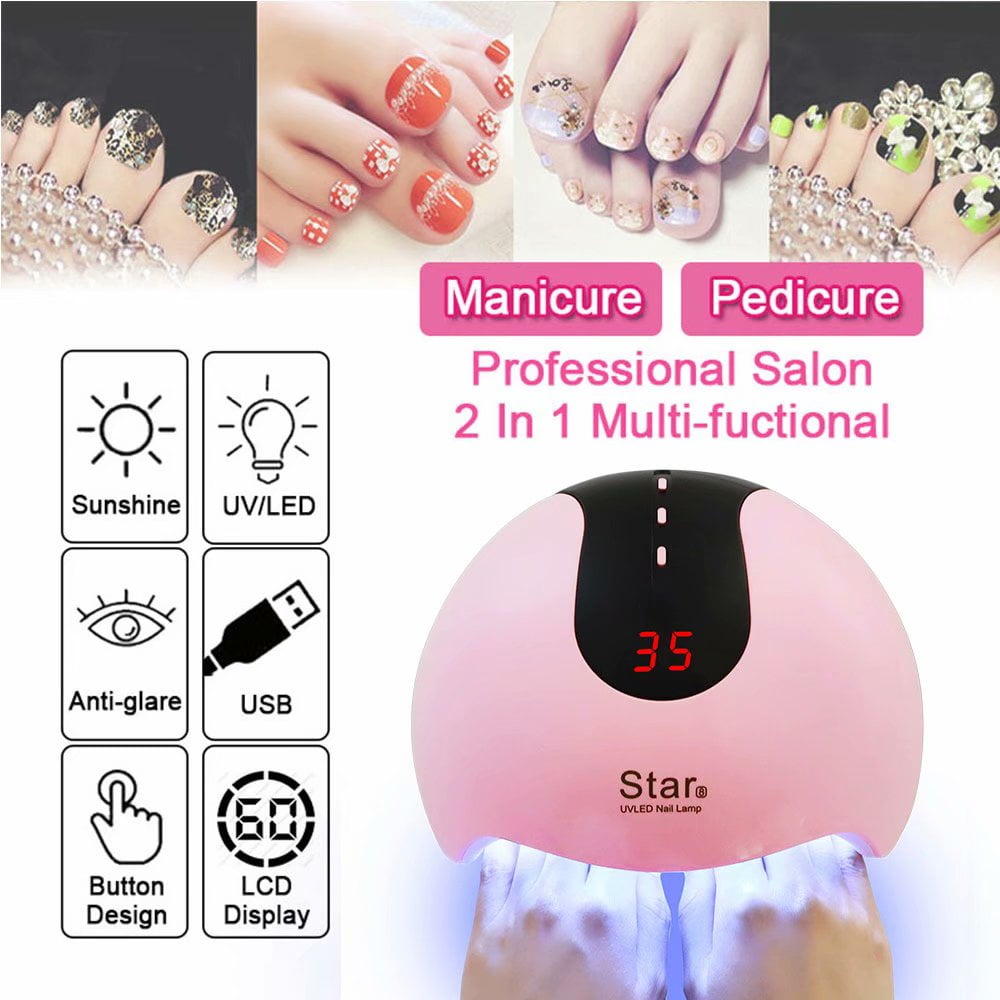 Charites LED Nail Lamp for Gel Polish, 36W UV Light for Gel Nails, LED Nail Dryer with Infrared Sensor, 3 Timer Setting, Quickly Dry Curing Lamp for Salon and Home, Pink, Star8 - Charites LED Nail Lamp for Gel Polish, 36W UV Light for Gel Nails, LED Nail Dryer with Infrared Sensor, 3 Timer Setting, Quickly Dry Curing Lamp for Salon and Home, Pink, Star8 -