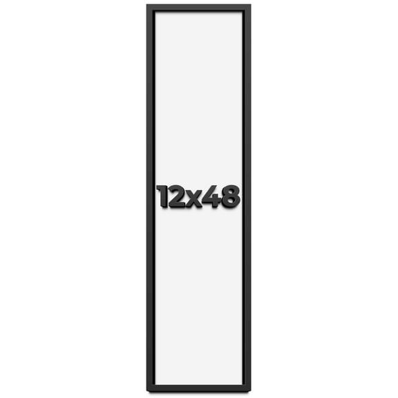 12x48 Shadow Box Frame Black | 1 inches Deep Real Wood Contemporary Shadowbox Display Frame | UV