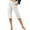 White, variant on Cotton Linen Capri Pants for Women Elastic Mid Waist Straight Leg Lightweight Capris with Pockets