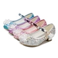 thumbnail image 5 of Zapatos de princesa para niñas, zapatos de tacón alto para primavera para niños, zapatos de escenario, zapatos grandes de cuero con cristales para niños, zapatos de una sola capa, 5 of 5