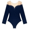 thumbnail image 5 of TiaoBug Sheer Mesh Long Sleeve Dance Leotards for Womens Ballet Leotard Gymnastics Bodysuit Navy Blue XXL, 5 of 7