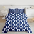 thumbnail image 2 of Feelyou Cartoon Plaid Queen Comforter Set for Teen, Cute Winter Snowman Bedding Sets, Blue Christmas Theme Reversible Bedding Comforter Set, Microfiber Bedroom Decor, 3pcs, 2 of 8
