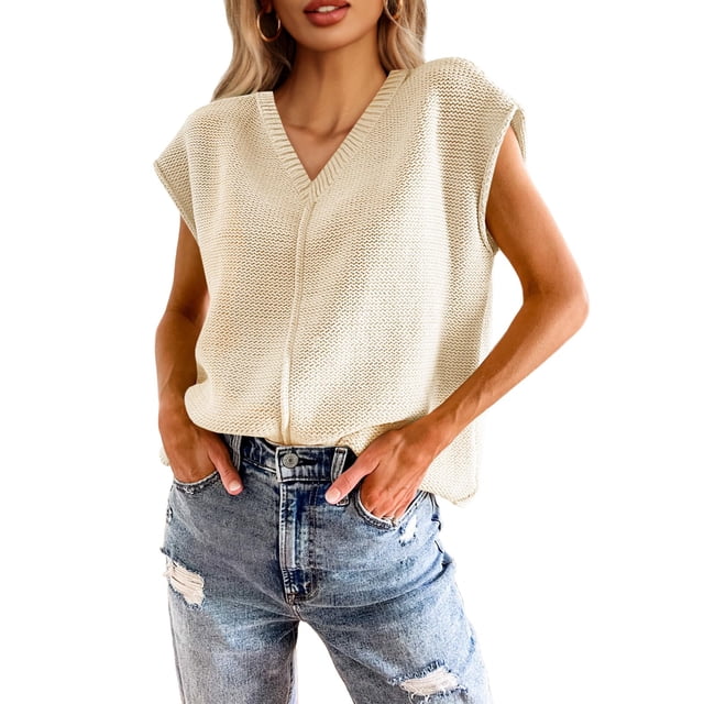 Suéter Saodimallsu para mujer, manga corta de verano, cuello en V