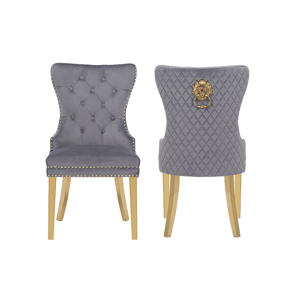 Velvet Upholstered Dining Chairs Set of 2 Modern Dining Room