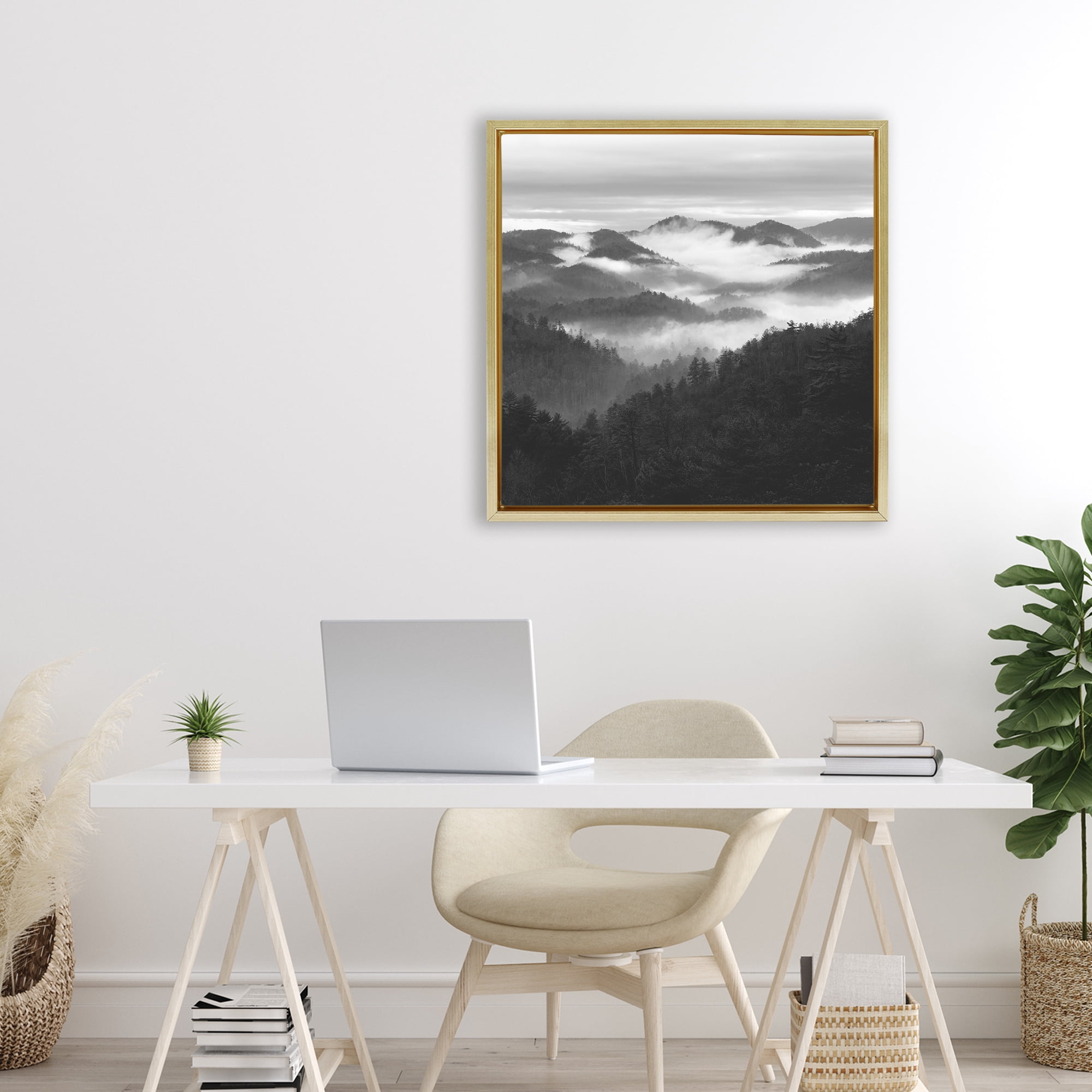 Stupell Industries Smoky Mountains Forest Gold Framed Floater Canvas Wall Art, design by Nicholas Bell