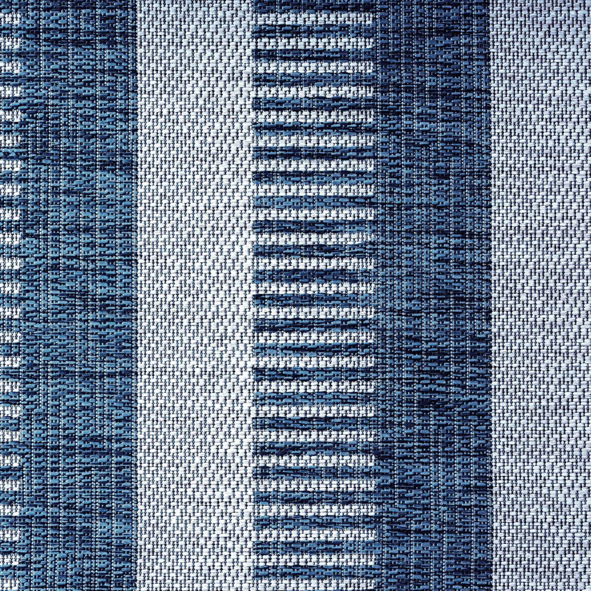 Nicole Miller New York Patio Country Charlotte Modern Striped Indoor/Outdoor Area Rug, Aqua/Ivory , 5'2"x7'2"