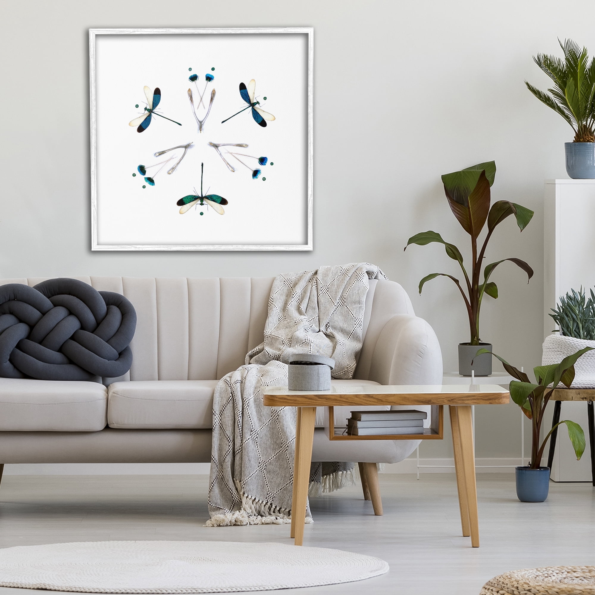 Stupell Industries Simple Dragonfly Symmetry White Framed Giclee Art, design by Beth Adoette