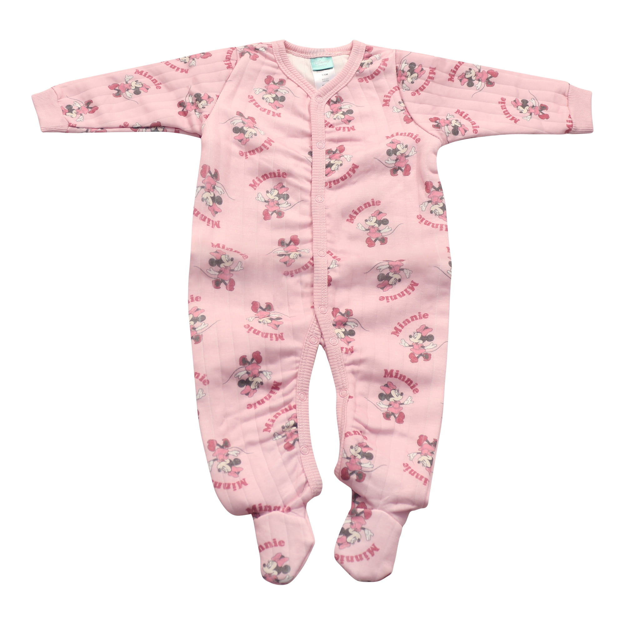 Disney Clothes Baby Girls 2-Pack Quilted Footie Coveralls - Minnie Mouse, Princess Cinderella and Tiana Bodysuits (0/3M-6/9M)