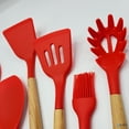 thumbnail image 4 of Elyon Tableware® 9-Piece Red Colored Silicone Kitchen Utensils Set with Wooden Handles, 4 of 5