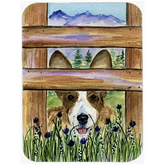 Caroline's Treasures Corgi Glass Cutting Board Large